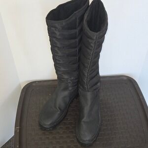 Zara Black Quilted Puffer Tall Lug Sole Boots 2052/711/040 EU 40 US 9